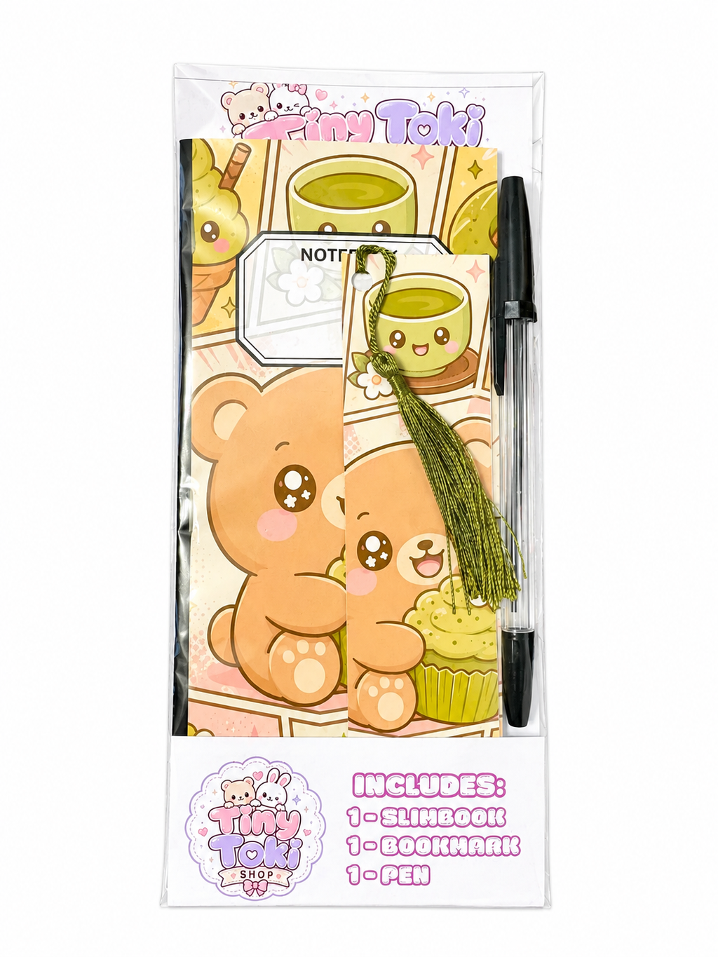 Beary Matcha Slimbook & Bookmark Set