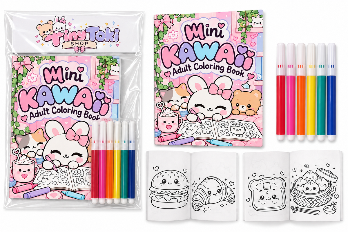 Mini Kawaii Adult Coloring Book